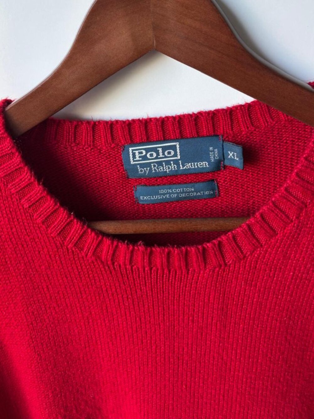 Polo Ralph Lauren Red Sweater XL, 100% Cotton - Picture 7 of 11